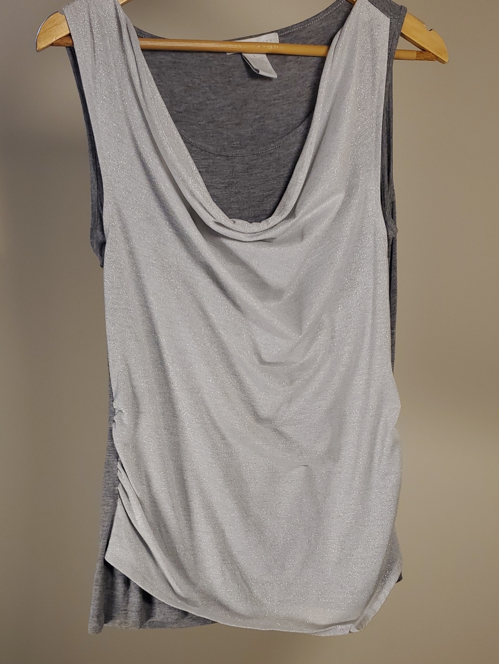Design History Silver Shimmery Cowl Neck Tank